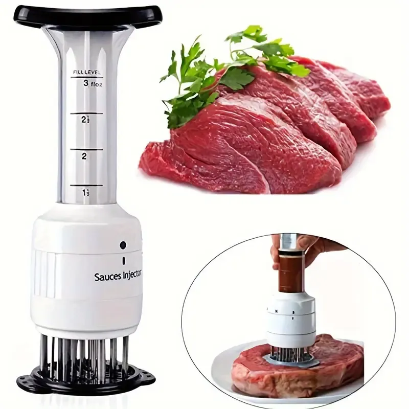 Meat Injector Kit for Tender Steaks, Professional Chef-Approved Injector for Flavoring and Tenderizing, Essential Kitchen BBQ Grill Accessory