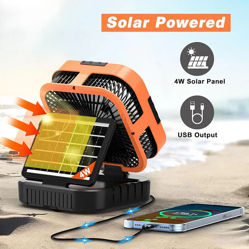 3  in 1 Solar Camping Fan