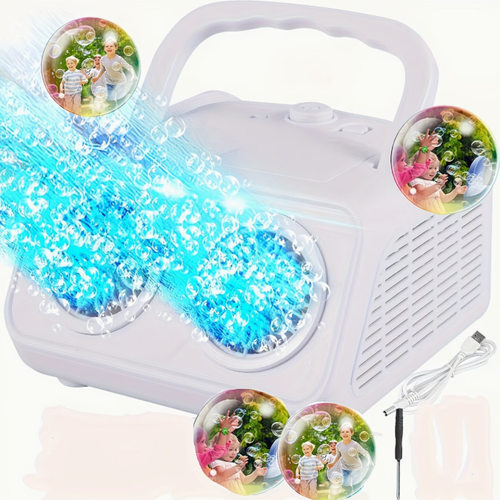 Electric Bubble Maker with Dual Fans, Producing Over 20, 000 Bubbles Per Minute, Ideal for Children, Battery Operated, Comes with Bubble Solution, Perfect for Outdoor Play