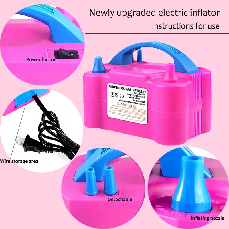 high-power electric balloon pump balloon blower inflatable pump double hole automatic inflator inflatable ball machine wedding room balloon blowing weapon
