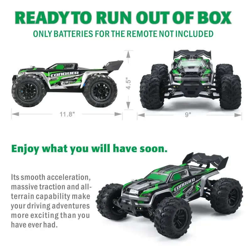 1:16 Full-Scale RC Vehicle — 4WD Off-Road RC Truck (with LED Headlights and Rechargeable Battery) — High-Speed ​​Drifting Monster Truck