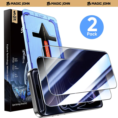MAGIC JOHN Screen Protector 2 Pack for iPhone, Samsung, and Google–Clear & Privacy Protection