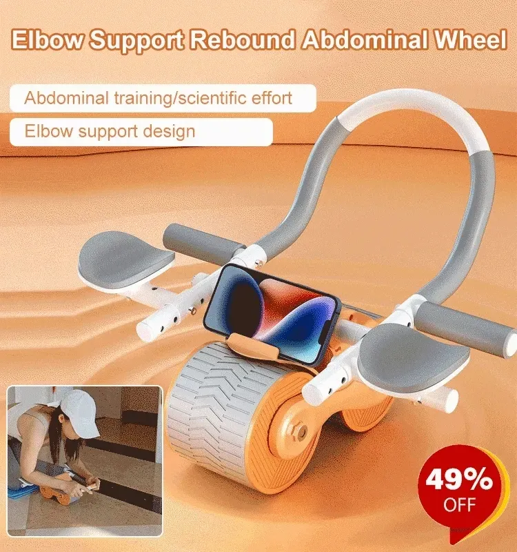 Ab Roller Wheel, New Ab Roller Wheel Automatic Rebound With 4 Elbow Supports, Automatic Rebound Abdominal Wheel With Timer, Abdominal Exercise Roller, Plank AbRoller Wheel For Core Trainer