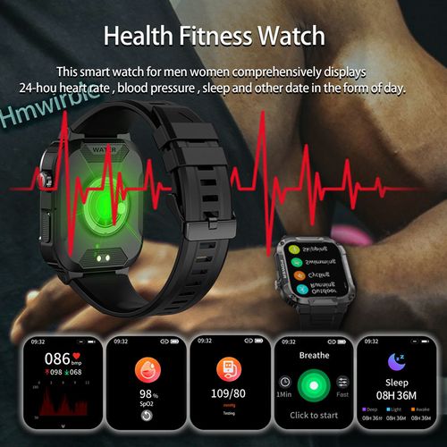 2025 Hot Selling MK66 Rugged Tactical Smart Watch Men Long Standby BT D Call Sport Outdoor Smartwatch homre