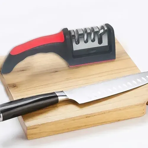 Professional 4-Stage Knife Sharpener: Sharpen Your Knives with stainless steels, Platic & Ceramic Stones!