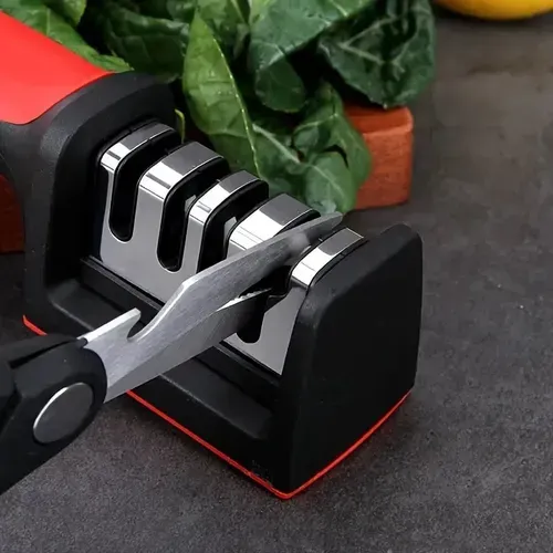Professional 4-Stage Knife Sharpener: Sharpen Your Knives with stainless steels, Platic & Ceramic Stones!