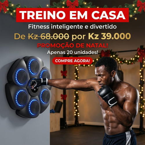 🔥Luanda 🏋️‍♂️ Máquina de Boxe Moderna 🥊🎧 Bluetooth + Ritmo Musical + Luz LED RGB👊🎶