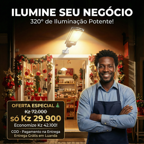🇦🇴💡🔥 TENDÊNCIA EM LUANDA! — Lâmpada Solar Inteligente ☀️⚡ — Sensor Automático de Movimento 🚶‍♂️📡  — Resistente à Chuva 🌧️💦— Perfeita para Casa, Jardim e Portão 🏠🌳