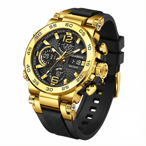 🇦🇴Estilo Premium para Luanda |Relógio Masculino Esportivo Duplo Display ⌚🔥 À Prova de Água 💧 | Noturno Luminoso 🌙 | Perfeito para Homens de Luanda💎⌚