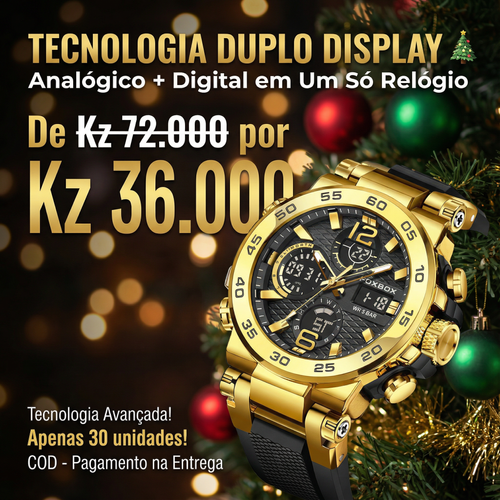 🇦🇴Estilo Premium para Luanda |Relógio Masculino Esportivo Duplo Display ⌚🔥 À Prova de Água 💧 | Noturno Luminoso 🌙 | Perfeito para Homens de Luanda💎⌚