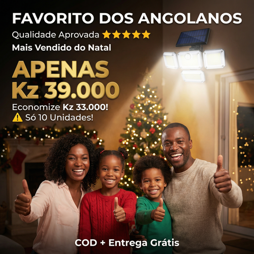 ⚠️☀️Luanda💡—Proteção Total da Casa 🔒🏠— Lâmpada Solar 4 Cabeças Giratórias 🔄 — Carrega de Dia ☀️, Ilumina à Noite 🌙, Sem Eletricidade ❌🔌, Sensor Inteligente 🚶‍♂️💡