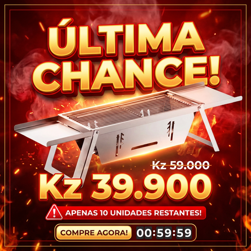 🇦🇴🔥 OFERTA LUANDA! — Churrasqueira Dobrável em Aço Inoxidável! — 🥩 Perfeita para Carne e Frango! — 🌳 Ideal para Jardim e Praia! — 🔥 Fácil de Montar e Transportar! — 🚚 Entrega Grátis + COD!