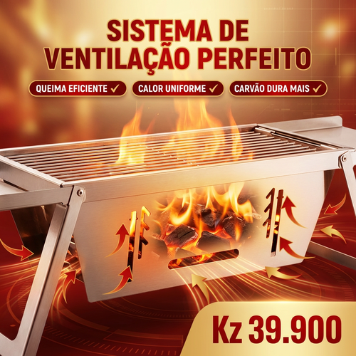 🇦🇴🔥 OFERTA LUANDA! — Churrasqueira Dobrável em Aço Inoxidável! — 🥩 Perfeita para Carne e Frango! — 🌳 Ideal para Jardim e Praia! — 🔥 Fácil de Montar e Transportar! — 🚚 Entrega Grátis + COD!
