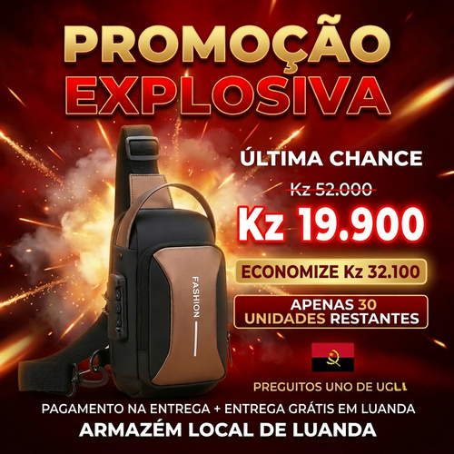 🚨🔥🇦🇴 PROMOÇÃO ESPECIAL LUANDA!—🔒🛡️Bolsa Peitoral Masculina com Cadeado + Porta USB 🔋⚡—📱💼Grande Capacidade para Telemóvel e Acessórios—🕶️Design Moderno e Antifurto—🚶‍♂️Perfeita para Trabalho, Passeio e Dia a Dia— Entrega Grátis + COD! 🚚