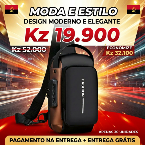 🚨🔥🇦🇴 PROMOÇÃO ESPECIAL LUANDA!—🔒🛡️Bolsa Peitoral Masculina com Cadeado + Porta USB 🔋⚡—📱💼Grande Capacidade para Telemóvel e Acessórios—🕶️Design Moderno e Antifurto—🚶‍♂️Perfeita para Trabalho, Passeio e Dia a Dia— Entrega Grátis + COD! 🚚