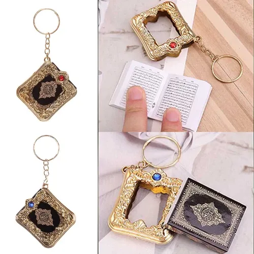 📖📖Mini Real Paper Quran Keychain – Readable Arabic Muslim Gift | Durable Gold Religious Hanging Jewelry