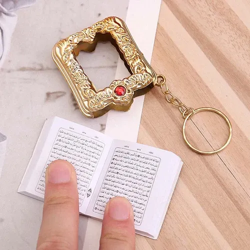 📖📖Mini Real Paper Quran Keychain – Readable Arabic Muslim Gift | Durable Gold Religious Hanging Jewelry