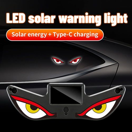 🔥Hot Seller🔥 COD！Solar Powered Type C Charging, Wireless, Universal Car LED Warning Light with Decorative Dynamic Eye Shaped Ambient Lighting