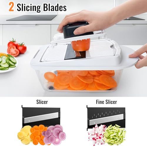 15-in-1 Vegetable Chopper — Food Cutter with 8 Blades and Container for Kitchen Use.