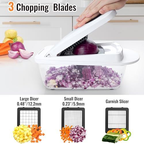 15-in-1 Vegetable Chopper — Food Cutter with 8 Blades and Container for Kitchen Use.