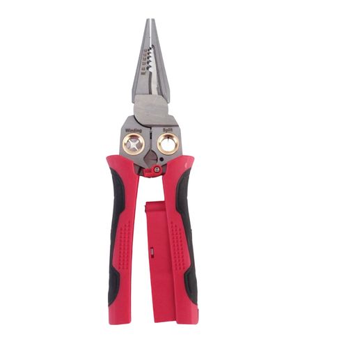 8-in-1 Stainless Steel Needle-Nose Wire Stripper, Anti-Slip Multi-Functional Wire Stripper with Test Pen, Electrician Pliers