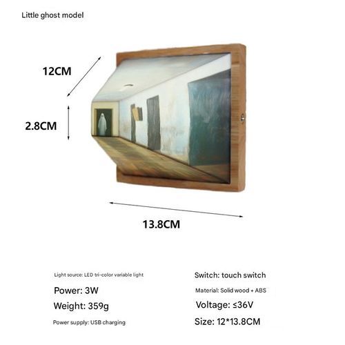 Chunyan 3D Naked-Eye Vision Night Light Living Room Home Luxury Wooden No-Drill Wall Lamp Bedside Ornament Light