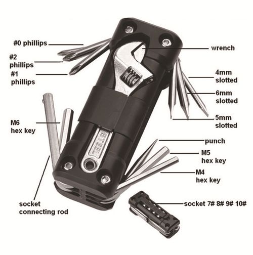 Multi-functional combination tool set, suitable for outdoor camping, bicycles, and motorcycles (KT-02)