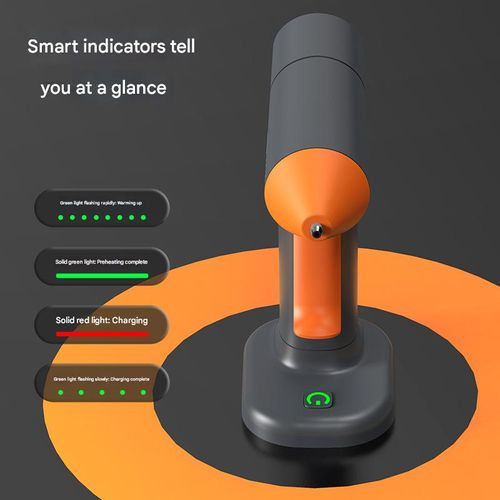 Deli Cordless Lithium-ion Hot Glue Gun, ideal for home use, features anti-stick and anti-leak design, automatic sleep mode, and includes 10 glue sticks.