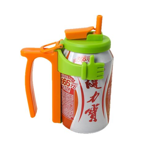 SodaCan Lids and Holder with Spill-Proof Lid and Straw Holder