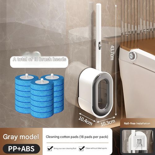 Bathroom Cleaning Brush — New Wall-Mounted Toilet Brush with Disposable Replacement Heads for Thorough, Hard-to-Reach Stain Removal