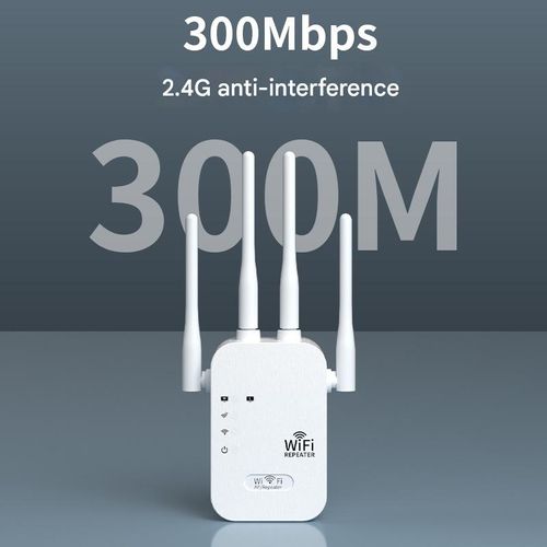 WIFI signal booster, four-antenna home wall-penetrating wireless network extender amplifier, 300M repeater