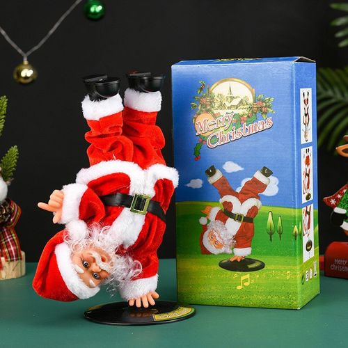 Christmas decorations: Electric upside-down Santa Claus musical dancing doll, a Christmas toy and gift for children.