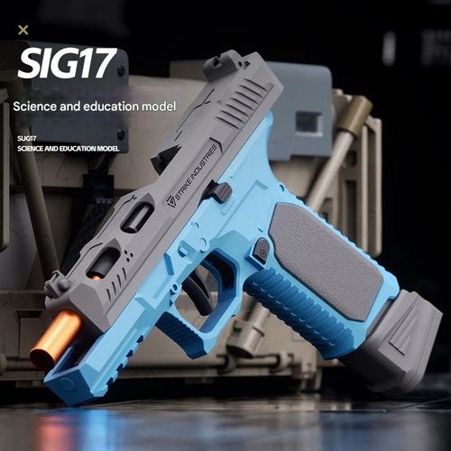 Toy gun with soft bullets, SIG17 Glock automatic rapid-fire shell-ejecting model, realistic toy pistol.