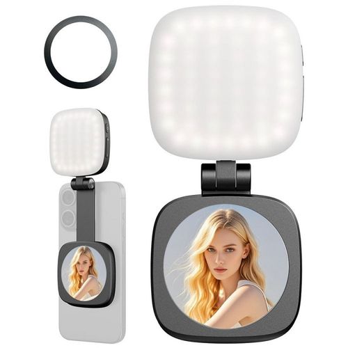 Magnetic Phone Fill Light & Stand — Mini Pocket Beauty Lamp, Makeup Mirror, and Holder for Live Streaming & Selfies