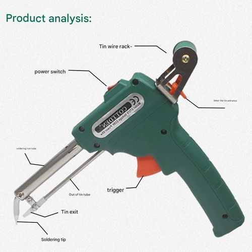 Internal heating type manual soldering gun set with soldering iron, UK plug, 220V.