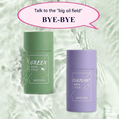 Meidian Green Tea Solid Mask Stick — Hydrating, Deep Cleansing, and Exfoliating Mud Mask for Oily Skin (Eggplant Formula)