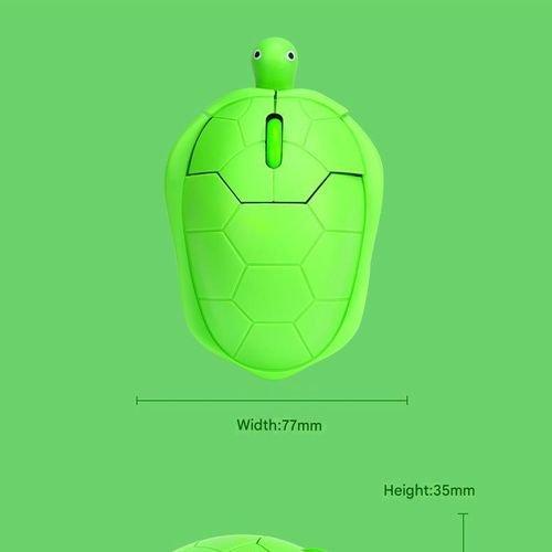 Turtle-shaped green wired mouse