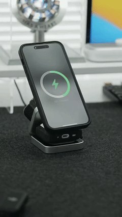 Foldable 3-in-1 Magnetic Wireless Charger for Phones and Watches (3-in-1 Wireless Charging Station)