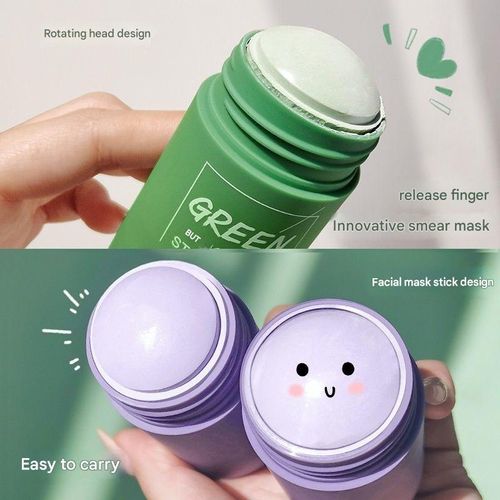 Meidian Green Tea Solid Mask Stick — Hydrating, Deep Cleansing, and Exfoliating Mud Mask for Oily Skin (Eggplant Formula)