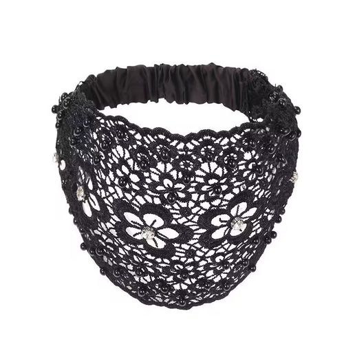 New style plum blossom hollow hairband with beading, wide brim, hair-covering and gray-hair-covering headband for women.