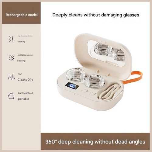 Portable Ultrasonic Contact Lens Cleaner, Portable Contact Lens Care Cleaning and Storage Box, Electric Rinse Device