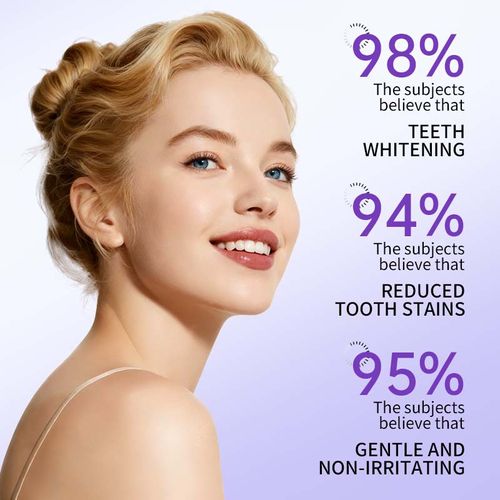 Purple teeth whitening strips: Removes yellowing, brightens and cleans teeth.