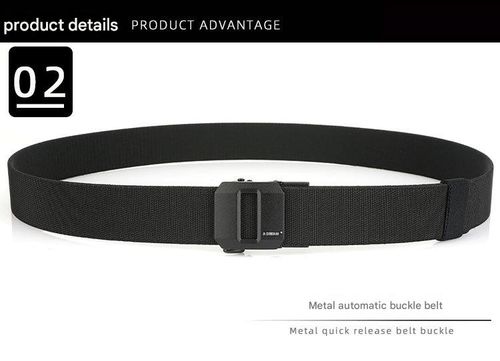 Men's high-elastic nylon automatic buckle tactical belt, casual canvas leather belt for young and middle-aged men.