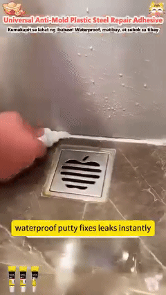 Yellow and black epoxy putty, white anti-mildew sealant, ceramic adhesive for kitchens, bathrooms, toilets, and sinks (120ml with nozzle, cap, and professional scraper).