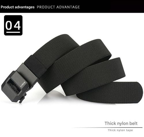 Men's high-elastic nylon automatic buckle tactical belt, casual canvas leather belt for young and middle-aged men.