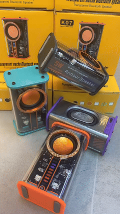 Transparent Mecha Bluetooth Speaker, Wireless Mini Subwoofer with Sound and Light Rhythm, TWS, Creative Design