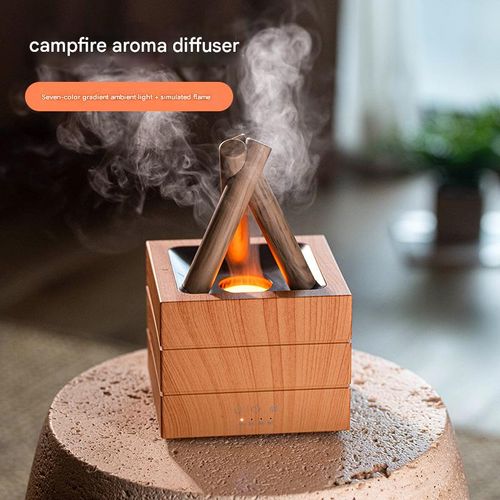 Simulated bonfire aroma diffuser, home desktop high-mist ultrasonic essential oil diffuser, colorful atmosphere, USB plug-in.