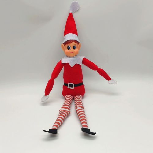 Long-legged Christmas elf doll, festive decoration, vinyl head for boys and girls, bookshelf ornament.