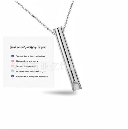 Yoga Meditation Whistle Mindfulness Pendant, Stainless Steel Engravable Anxiety Necklace, for Regulating Breathing and Relieving Anxiety