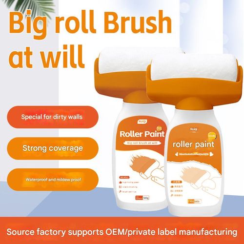 Water-based, low-odor, small roller paint for walls, white interior wall paint for stain coverage, repair, and renovation.